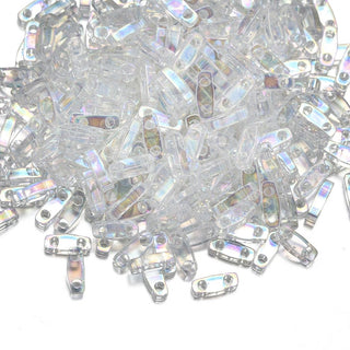 10g Miyuki Quarter Tila Seed Beads 5x1.2mm, Rainbow Crystal Clear QTL-250