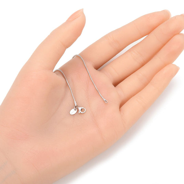 1pc 925 Sterling Silver Snake Chain Necklace, Tarnish Resistant Rhodium Plated, 1mm, Thin Small Strong, Length Selections: 18/20/22/24/26 inch