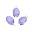 10pcs Grade A June Alexandrite Purple Oval Birthstone Charm Drops, Sterling Silver Plated Brass, 18x13mm, CCP6-S6