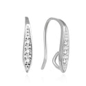 4pcs 925 Sterling Silver Fancy Earring Hooks, 3 Cubic Zirconia CZ, Tarnish Resistant Rhodium Plated, 15mm, SS446