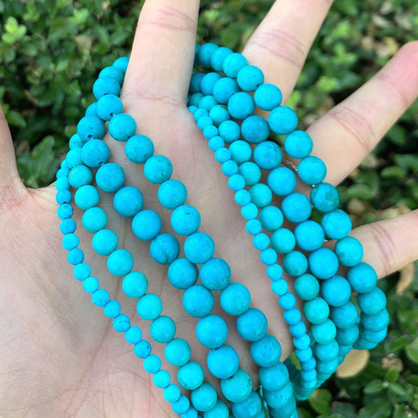 Natural Stabilized Blue Turquoise Gemstone Round Beads, 15 Inch/1 Strand, Size Selections: 4mm/6mm/8mm