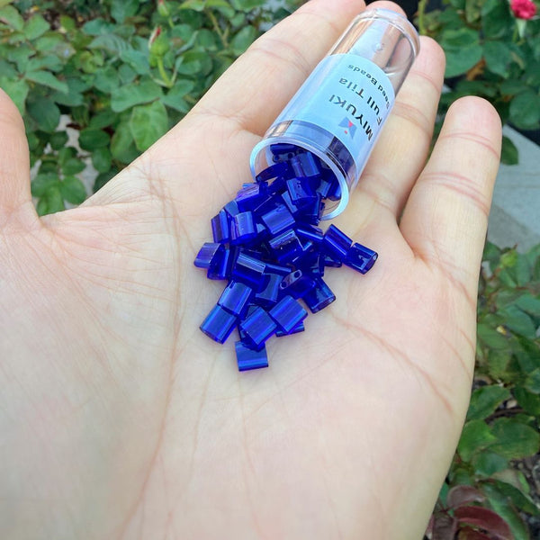 10g Miyuki Full Tila Square Seed Beads 5x5mm, Transparent Blueberry (TL-151)