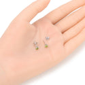 1 Pair 925 Sterling Silver August Green Birthstone Round Cut Stud Earrings, 4mm/0.25 Carat Small Tiny Cubic Zirconia CZ Peridot Stone, SSE78-8