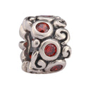 Solid 925 Sterling Silver Artistic Bead Charm Cubic Zirconia CZ