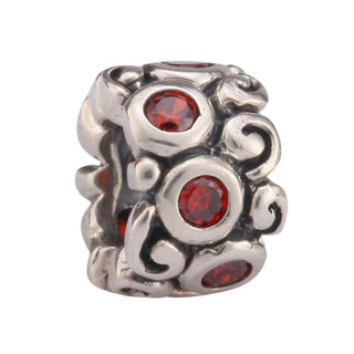 Solid 925 Sterling Silver Artistic Bead Charm Cubic Zirconia CZ