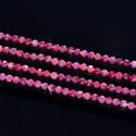 Natural Pink Tourmaline Gemstone Tiny Small Faceted Round Beads, 4mm, Hole ID 0.6mm, 15 Inch/1 Strand, GK4-1