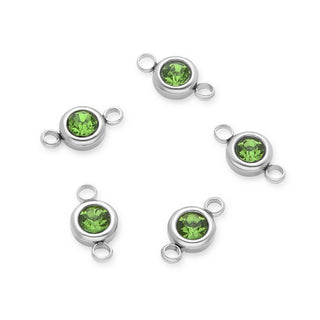 10pcs Grade A August Peridot Green Birthstone Links, Stainless Steel, Tarnish Resistant, 6mm, CCP34-8