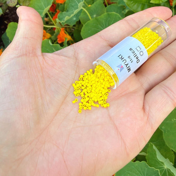 7.5g Miyuki Delica 11/0 Seed Beads, Opaque Matte Yellow DB751