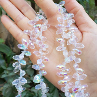 200pcs Creative Club Faceted Teardrop Briolette Crystal Glass Beads, Pendant Drop, Crystal AB, 12x6mm, Hole ID 1mm, CCT2-2