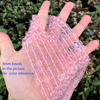 100pcs Creative Club Faceted Cube Crystal Glass Beads, Rosaline Pink, 6mm, Hole ID 1mm, CCC603