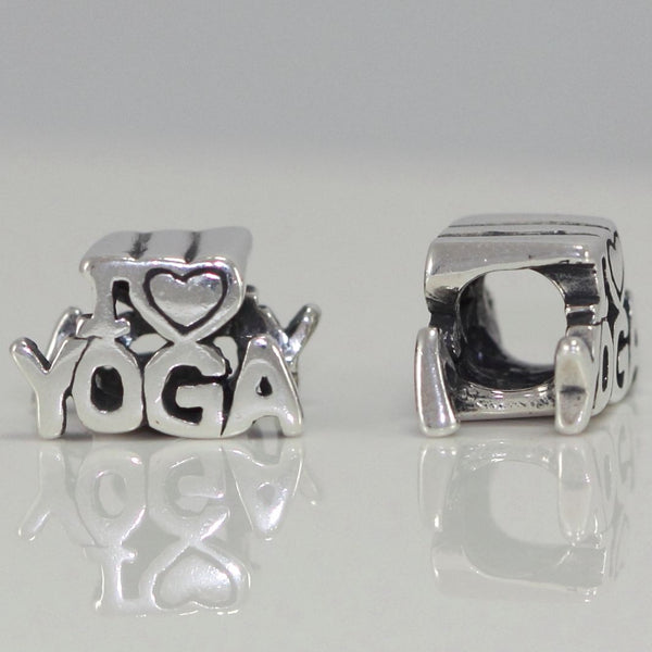 1pc Solid 925 Sterling Silver Love Yoga Charm Health Awareness Bead, Compatible with Pandora All Other Charm Bracelet, EC369