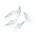 4pcs Lab Created White Opal Gemstone Pendants, 38mm Loose Bullet Point Stone Drops, G2P-E11