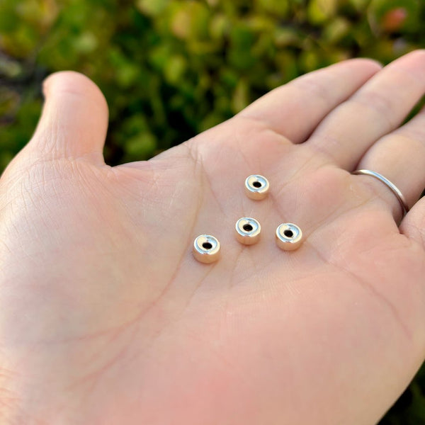 10pcs Real 1/20 14K Gold Filled Puffy Rondelle Beads, Size Selections: 4mm/6mm