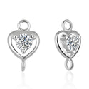 4pcs 925 Sterling Silver Fancy Heart Design Earring Jewelry Connectors, Cubic Zirconia CZ, Tarnish Resistant Rhodium Plated,12x7mm, SS36-BB