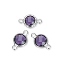 10pcs Grade A February Amethyst Purple Birthstone Links, Sterling Silver Plated Brass, Size Selections: 6mm/8mm