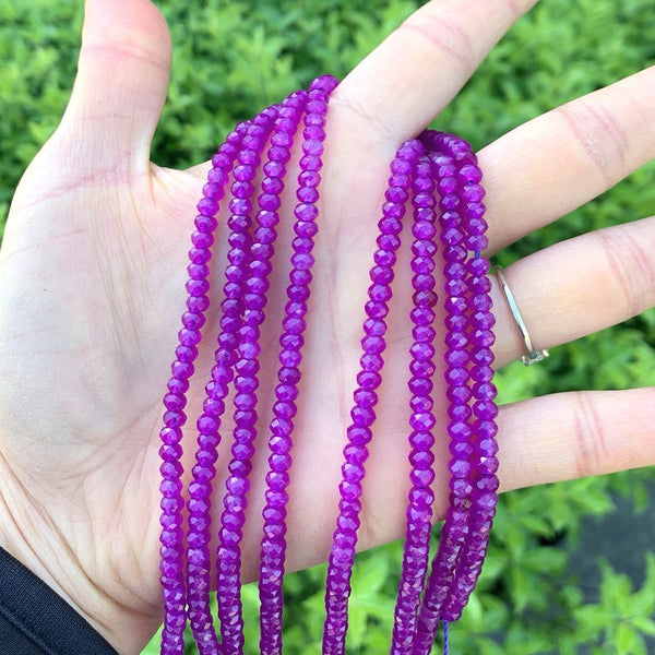 Natural Amethyst Purple Quartz Gemstone Faceted Rondelle Beads, 4x2mm/Small, Hole ID 0.9mm, 14 Inch/1 Strand, GH1R-11