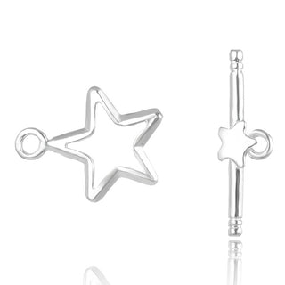 1 Set 925 Sterling Silver Star Toggle Clasp, T-Bar Jewelry Closure, 20mm, SS27