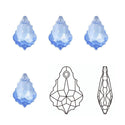 20pcs Creative Club Faceted Crystal Glass Baroque Chandelier Pendant Drops, December Light Blue Birthstone, 22x13mm Large, Hole ID 1mm, CCF-14