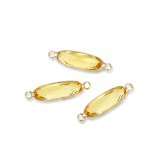 10pcs Grade A November Topaz Yellow Rectangle Bar Birthstone Links, 18K Yellow Gold Plated Brass, 21x7mm, CCP9-G11