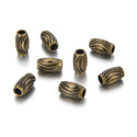 200pcs Small Corrugated Oval Beads, Antique Bronze Plated Brass, Tarnish Resistant, 7mm, Hole ID 1.2mm, CF125