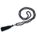 Adabele Premium 108 Mala Bead Black Tassel Necklace, 8mm Natural Black Obsidian Gemstone, Tibetan Buddhist Japa Prayer Beaded Jewelry RGN5
