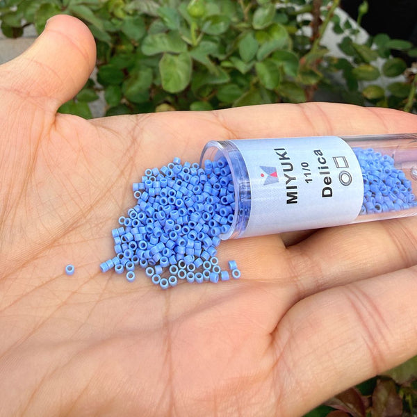 7.5g Miyuki Delica 11/0 Seed Beads, Opaque Matte Rainbow Periwinkle DB881