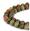 Natural Unakite Jasper Gemstone Round Beads, 1 Strand/15 Inch, Size Selections: 4mm/6mm/8mm/10mm