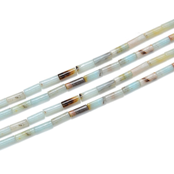 Natural Amazonite Amazonstone Gemstone Cylinder Tube Beads, 13x4mm, Hole ID 1mm, 14.5 Inch/1 Strand, GH-H9