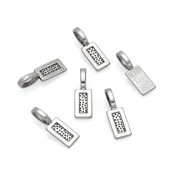 100pcs 21mm Glue On Jewelry Bails, Antique Silver, 12mm Rectangle Flat Pad Base, MC-P4