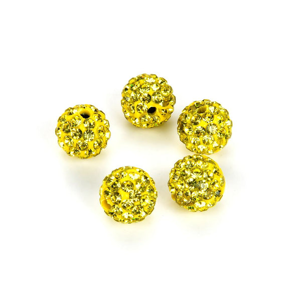 25pcs Adabele Grade A Suncatcher Crystal Rhinestone Pave Polymer Clay Beads, Citrine Yellow, Size Selections: 8mm/10mm/12mm