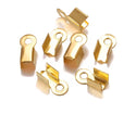 50pcs Tarnish Resistant Fold Over Cord End Crimps, 18K Yellow Gold Plated Brass, Size Selections: 7.3mm/9.3mm