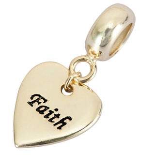 Real Gold Plated Sterling Silver Faith Love Heart Bead Charm Pendant