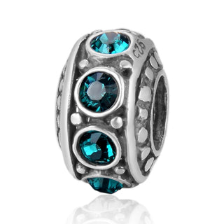 1pc 925 Sterling Silver May Birthstone Bead Charm, Green Emerald Cubic Zirconia CZ, 11x6.8mm, Hole ID 4.5mm, EC1-A5