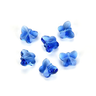 20pcs Creative Club Butterfly Crystal Glass Beads #5754, Center Drilled, December Light Blue Birthstone, 10mm, Hole ID 1mm, CCBF-14