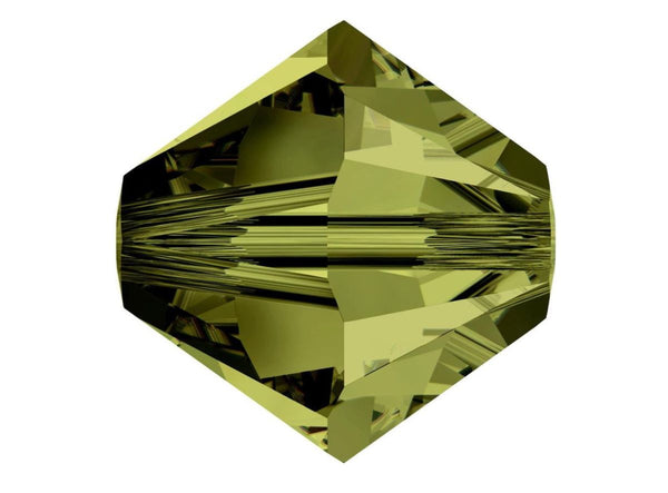 100pcs Preciosa Faceted Bicone Crystal Beads, Olivine (Green), Size Selections: 3mm/4mm/6mm