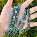 Natural African Turquoise Gemstone Oval Tumbled Pebble Beads, Irregular, 8mm to 10mm, Hole ID 1mm, 15 Inch/1 Strand, GZ12-82