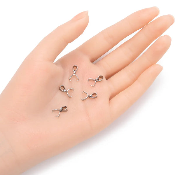 50pcs 304 Stainless Steel Pinch Bail Pendant Clasps (13mm/16mm/19mm)