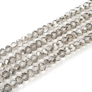 500pcs Creative Club Faceted Rondelle Crystal Glass Beads, Silver Champagne, 4x3mm Small Tiny, Hole ID 1mm, CCR429