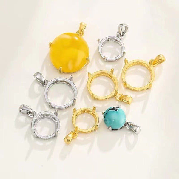 2pcs 925 Sterling Silver Open Back Round Bezel Blank Setting, Inner Bracket Diameter Selections: 6mm/8mm/10mm