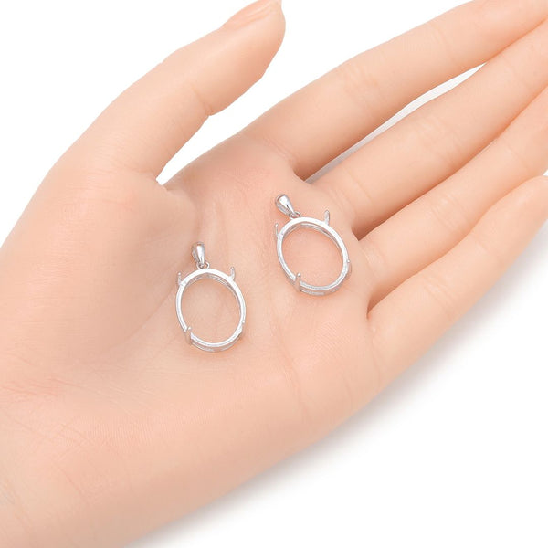 2pcs 925 Sterling Silver Open Back Oval Bezel Blank Setting, Inner Bracket Diameter Selections: 10x8mm, 12x10mm, 16x12mm, 18x13mm, 20x15mm, 25x18mm
