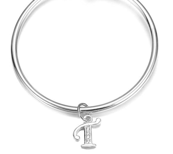 1pc 925 Sterling Silver Letter T Charm, Tarnish Resistant Rhodium Plated, Cubic Zirconia CZ Name Initial Pendant Drop,SSP-C20