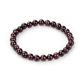 1 Strand Stretch Natural Dark Red Garnet Beaded Gemstone Bracelet, 6mm Beads, Length Selections: 7 inch/7.5 inch/8 inch