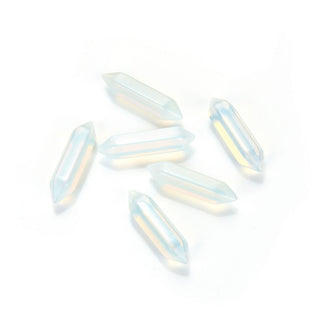 4pcs Lab Created White Opal Double Point Gemstone Wand, 32mm Loose Cut Stones, G3P-E11