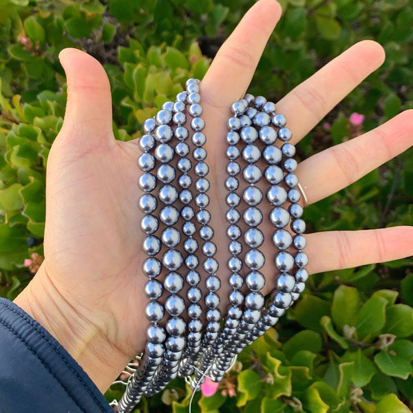 AAA Grade Natural Shell Pearl Round Beads, Freshwater Mother Of Pearl Nacre, Dark Silver, 1 Strand/15 Inch, Size Selections: 4mm/6mm/8mm