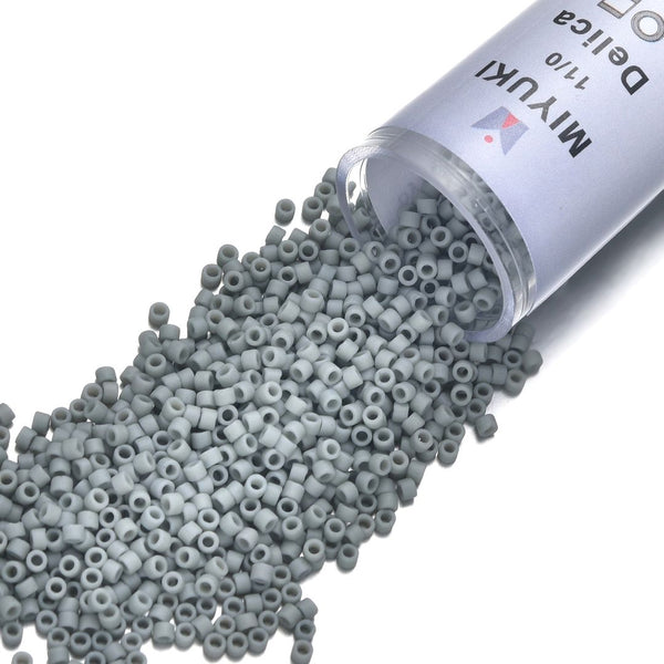 7.5g Miyuki Delica 11/0 Seed Beads, Opaque Matte Glazed Shark Fin DB2281