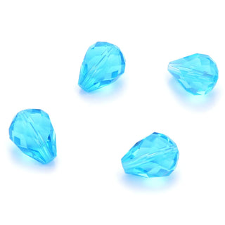 24pcs Adabele Austrian Faceted Teardrop Crystal Beads #5500, Aquamarine Blue, 10mm x 8mm, Hole ID 1.1mm, SST-1010