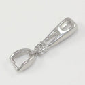 1pc 925 Sterling Silver 25mm Long Pinch Bail, Pendant Clasp, Tarnish Resistant Rhodium Plated, Cubic Zirconia CZ, SS39