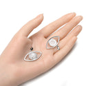 2pcs Natural White Quartz Clear Crystal Gemstone Pendants, 33x18mm Evil Eye Stone Drops, G2P-L6