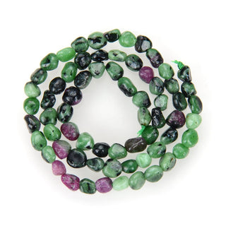 Natural Ruby Zoisite Gemstone Oval Tumbled Pebble Beads, Irregular, 5mm to 8mm, Hole ID 1mm, 15 Inch/1 Strand, GZ11-78