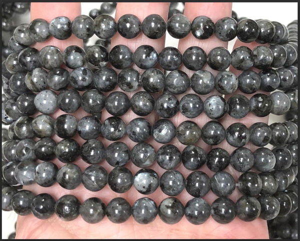 Natural Larvikite "Black Labradorite" Gemstone Round Beads, 1 Strand/15 Inch, Size Selections: 4mm/6mm/8mm/10mm